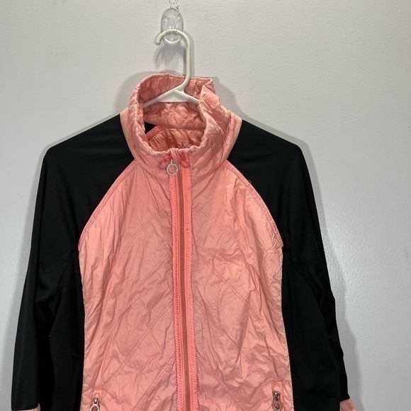 Calvin Klein Performance Women’s Pink Black Slick Full Zip Athletic Jacket - Picture 4 of 14